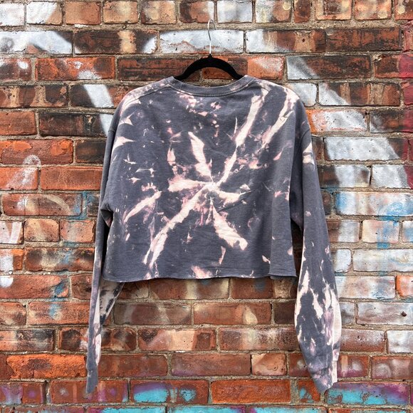 Sublime Upcycled Rock N Roll Tie Dye Cropped Grunge Crewneck Sweatshirt - L - Picture 3 of 3